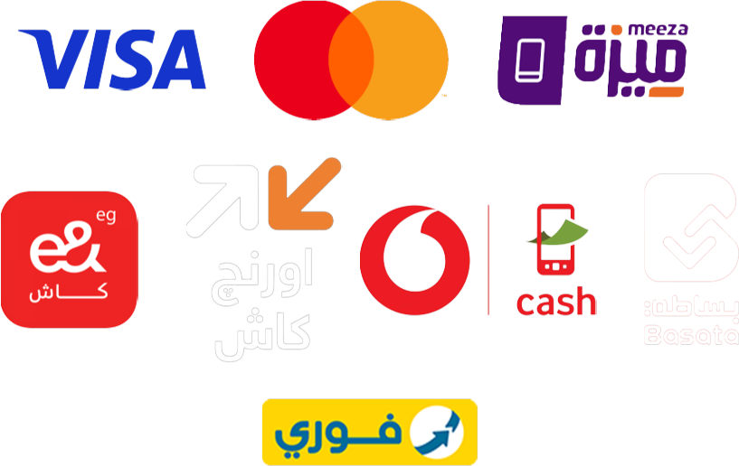 Supported payment methods: Visa, Mastercard, Meeza, e& cash, Orange Cash, Vodafone Cash, Basata and Fawry